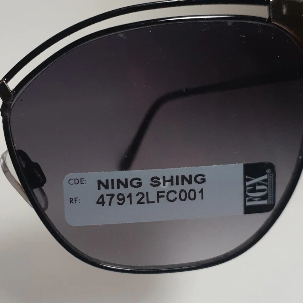 FGX Foster Grant Ning Shing Women Sunglasses Black Gold Frame NWT